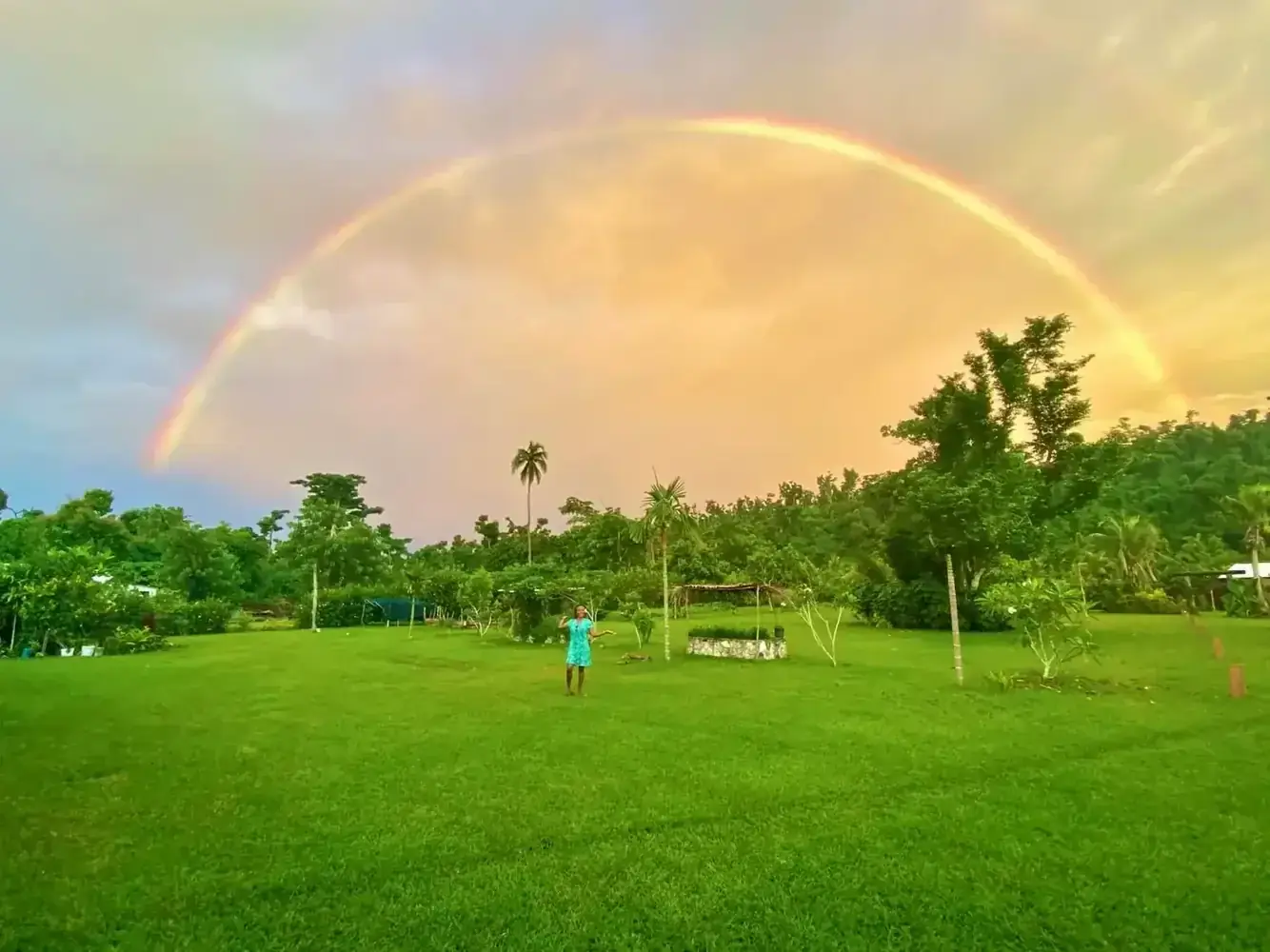 Rainbow over the plantation gardens